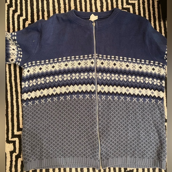 Womens vintage Blue Patterned Sweater - Picture 2 of 8